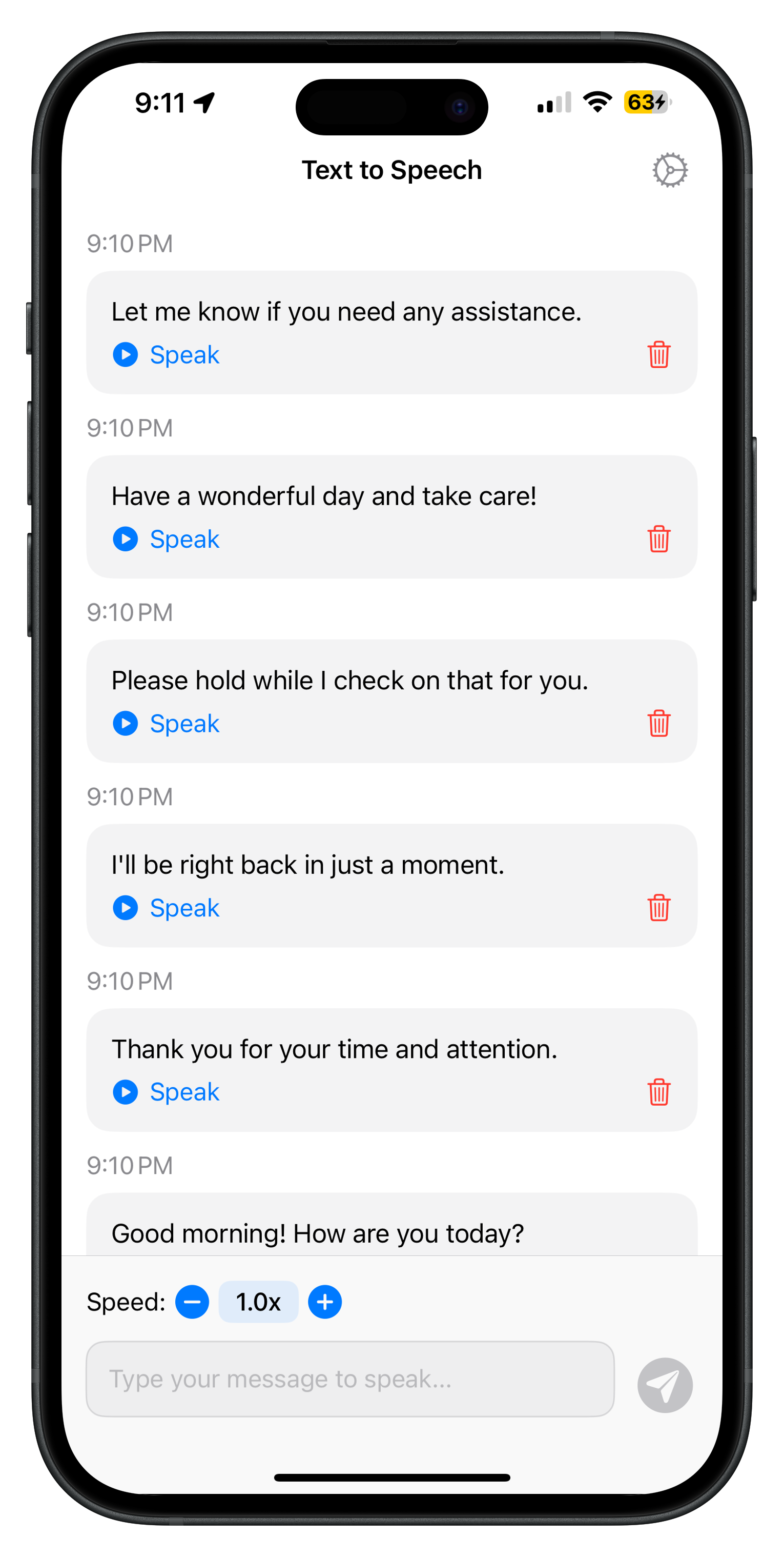 Text To Speech Universal on iPhone